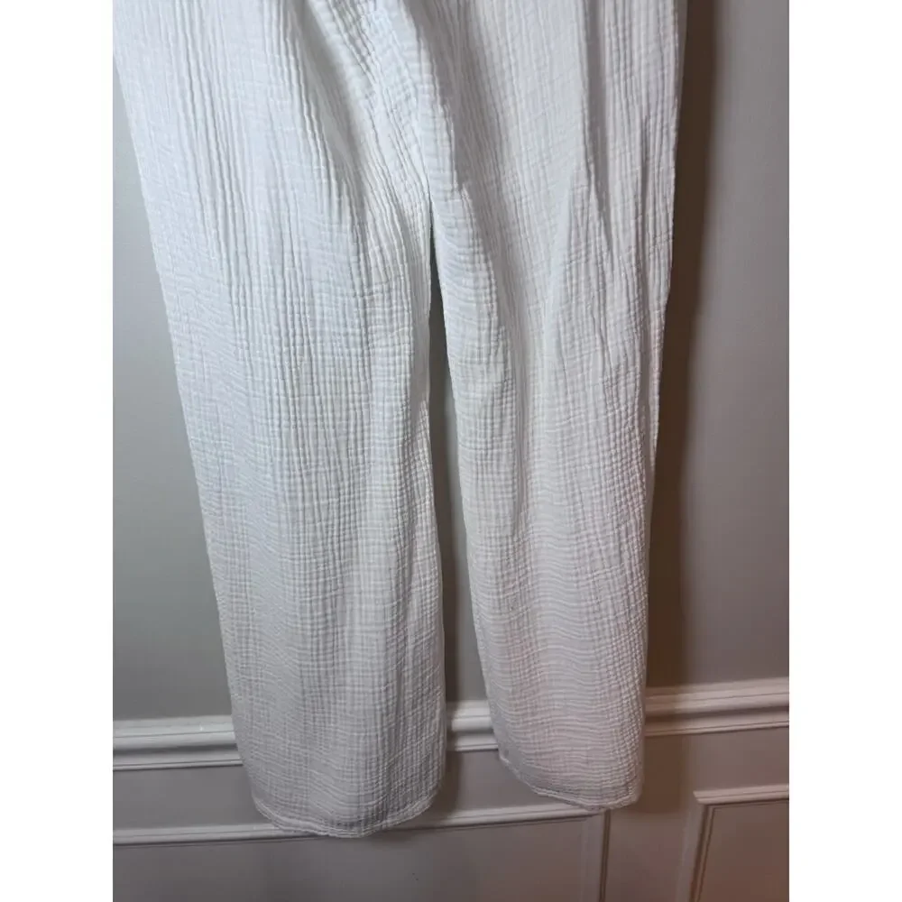 Sol Los Angeles Cotton Crepe Wide Leg Pants White XS
